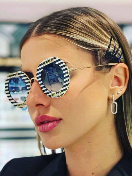 Gucci GG0113S 008 Round Sunglasses - Black\\Blue Gradient main image 10